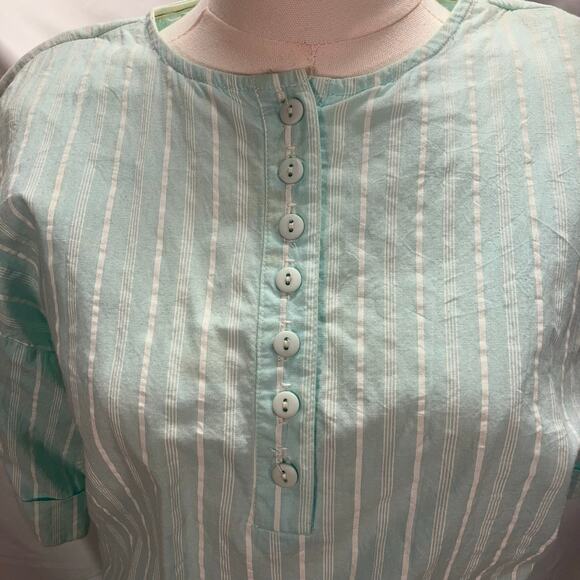 Vintage 80's Jessica Howard Striped Pastel Short sleeve Dress Womens 6 Smocked - Picture 4 of 16